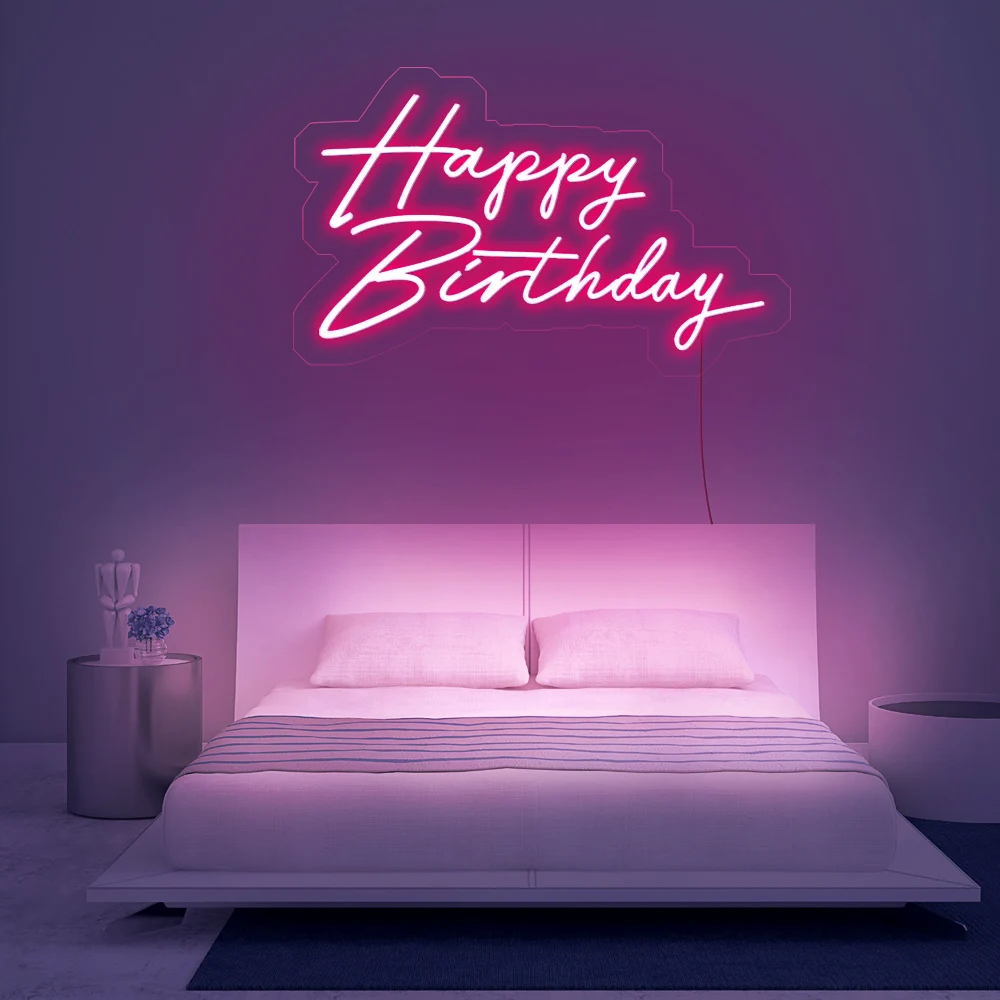 Drop shipping acrylic led custom flexible personalized hello gorgeous happy birthday neon light sign neon