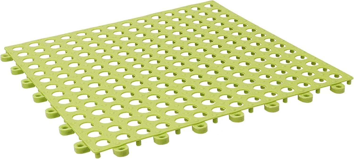 Modular Removable Interlocking Rubber Floor Tiles With Drain Holes Non-Slip Garage Floor Tile for Bathroom Swimming Pool