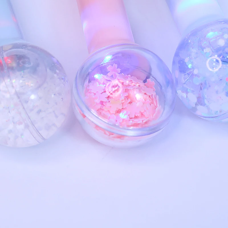 Factory Custom 3D Floating Plastic Pellet Liquid Ball Pen Crystal Ballpoint Pens With Led Light