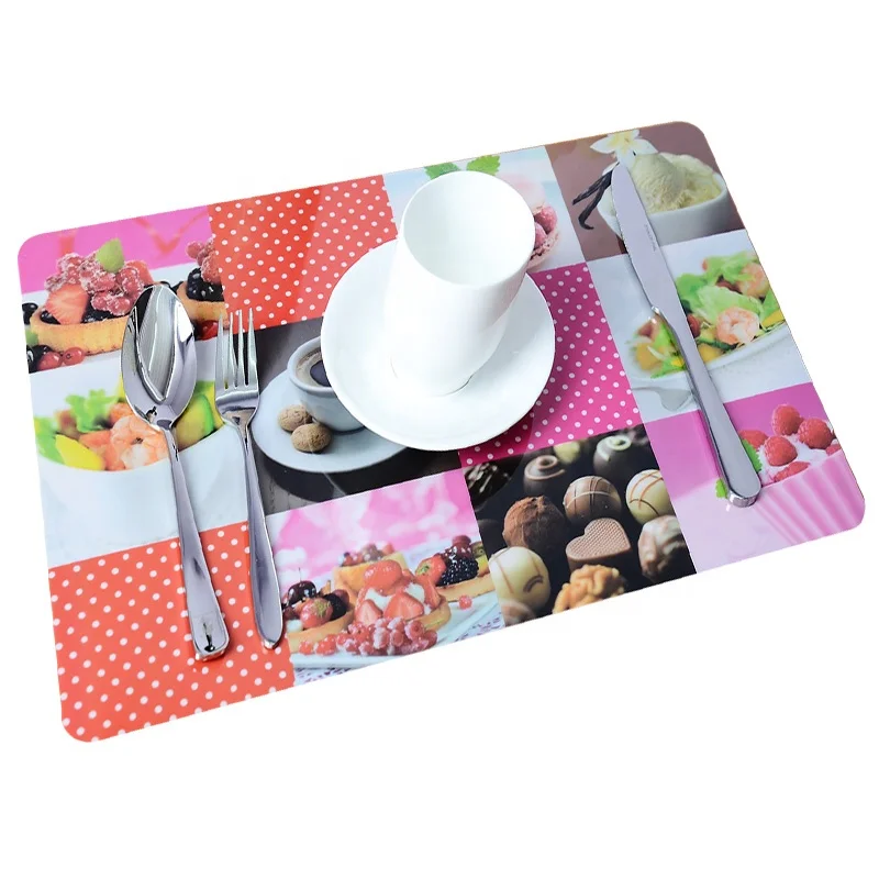Wholesale Custom Plastic PP Design Printed Table Luxury Square Placemats Colorable Indian Kitchen Tablemats