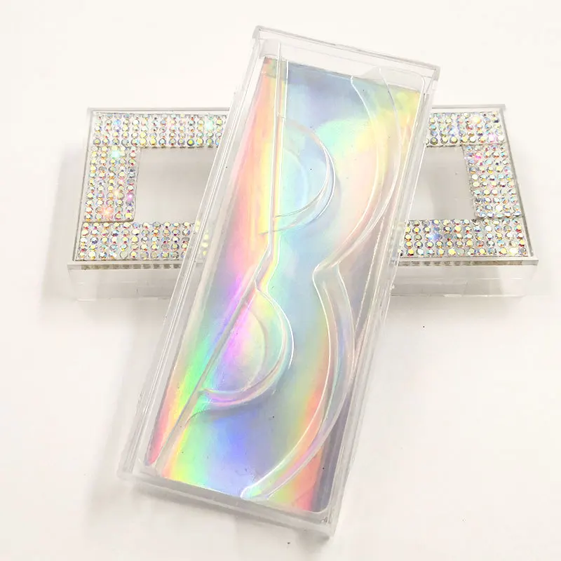 2020 New Rhinestone Eyelash Cases Custom Logo Diamond Bling Pink Eyelash Box Packaging For 25MM Eyelashes