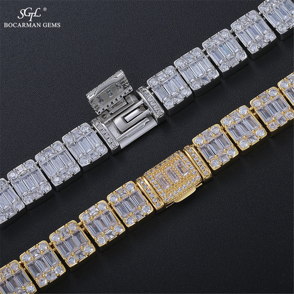 Copper necklace zircon trapezoidal 9mm Cuban hip hop trend can be custom moissanite pendant