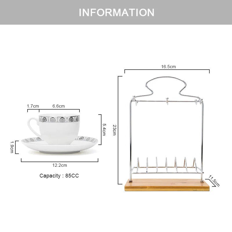 wholesale Arabic ethiopian coffee cup saucer 12pcs set with cup hanger stand