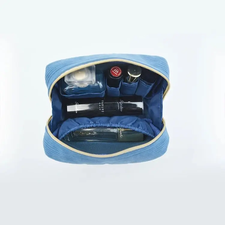 New Fashion Style Pink Cute Zipper Bags Small Portable Corduroy Cosmetic Organizer Bag Designer