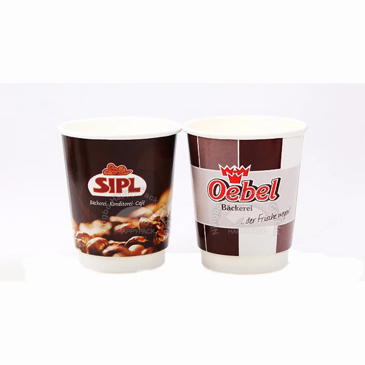
HAPPYPACK hot coffee cup custom size custom color Disposable Double wall Paper Cup 8,10,12,16 oz coated With PE/PLA free sample 