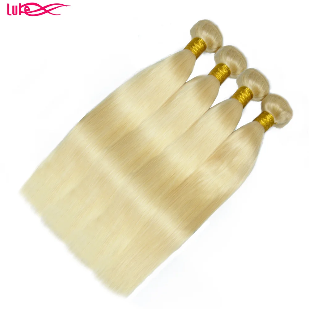 Wholesale Brazilian Virgin Human Hair Bundles 32 34 36 38 40 Inch Blonde Hair Bundles Straight Blonde Bundles