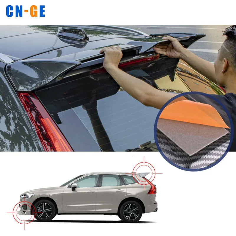 Plastic ABS gloss Black or Carbon fiber look rear spoiler extension Parts for Volvo XC60 2018-2020
