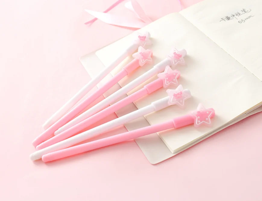 Cute stars shape gel pen black ink for student writing tool