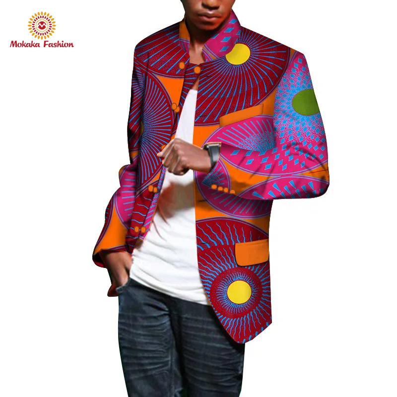 Hot Selling Luxury African Men Colors Printed Slim Long Sleeve Turn Down Collar Shirts