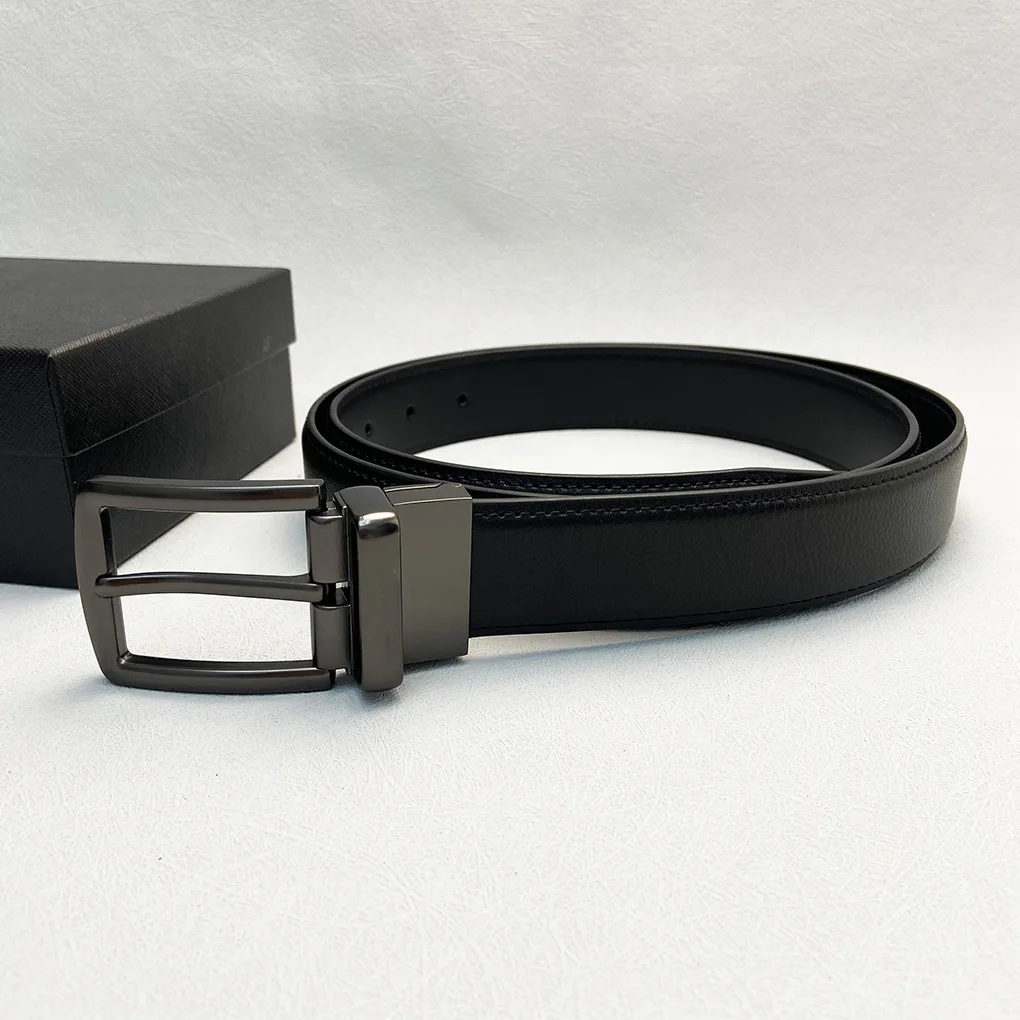 3.4cm New High Quality Pin Buckle Genuine Leather Belt Men Reversible Leather Belt Casual Business Belt Men