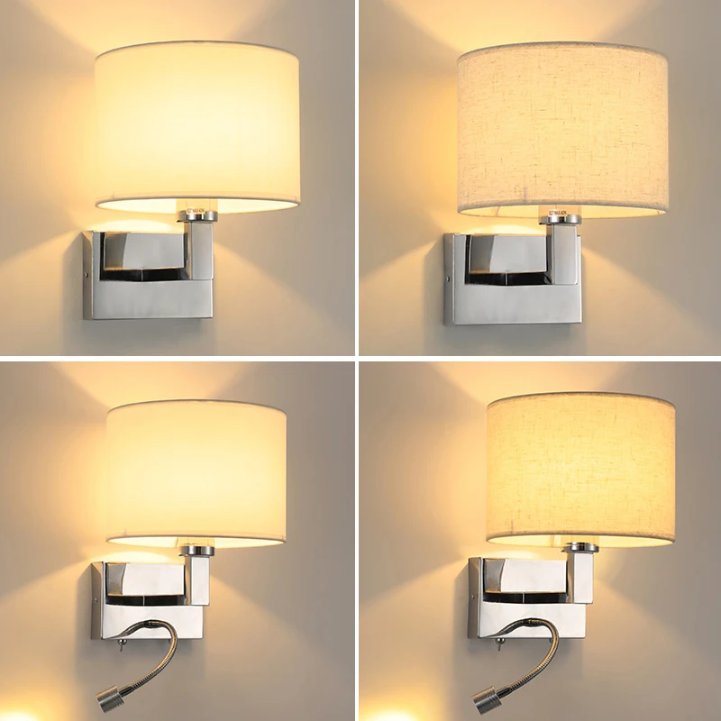 New hotel bedside LED wall light modern simple spotlight Fabric wall lamp
