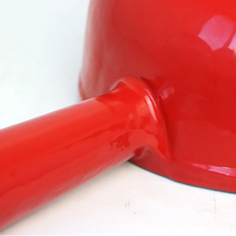 Color enameled chocolate cast iron fondue pot