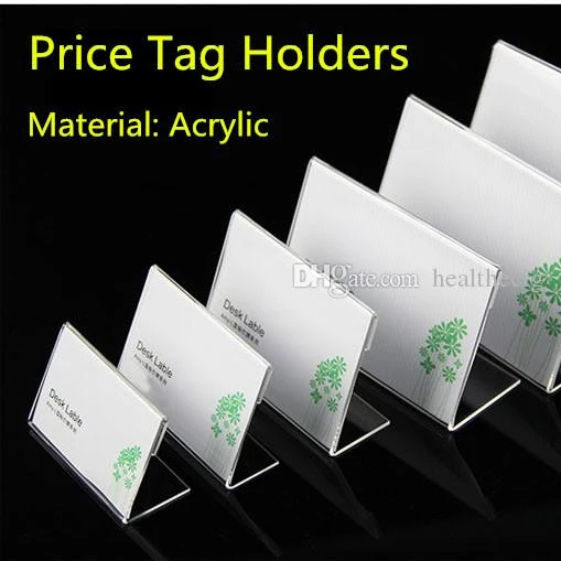 Clear L Shape Acrylic Table Sign Price Tag Label Display Paper Promotion Card Holder Stand High Quality