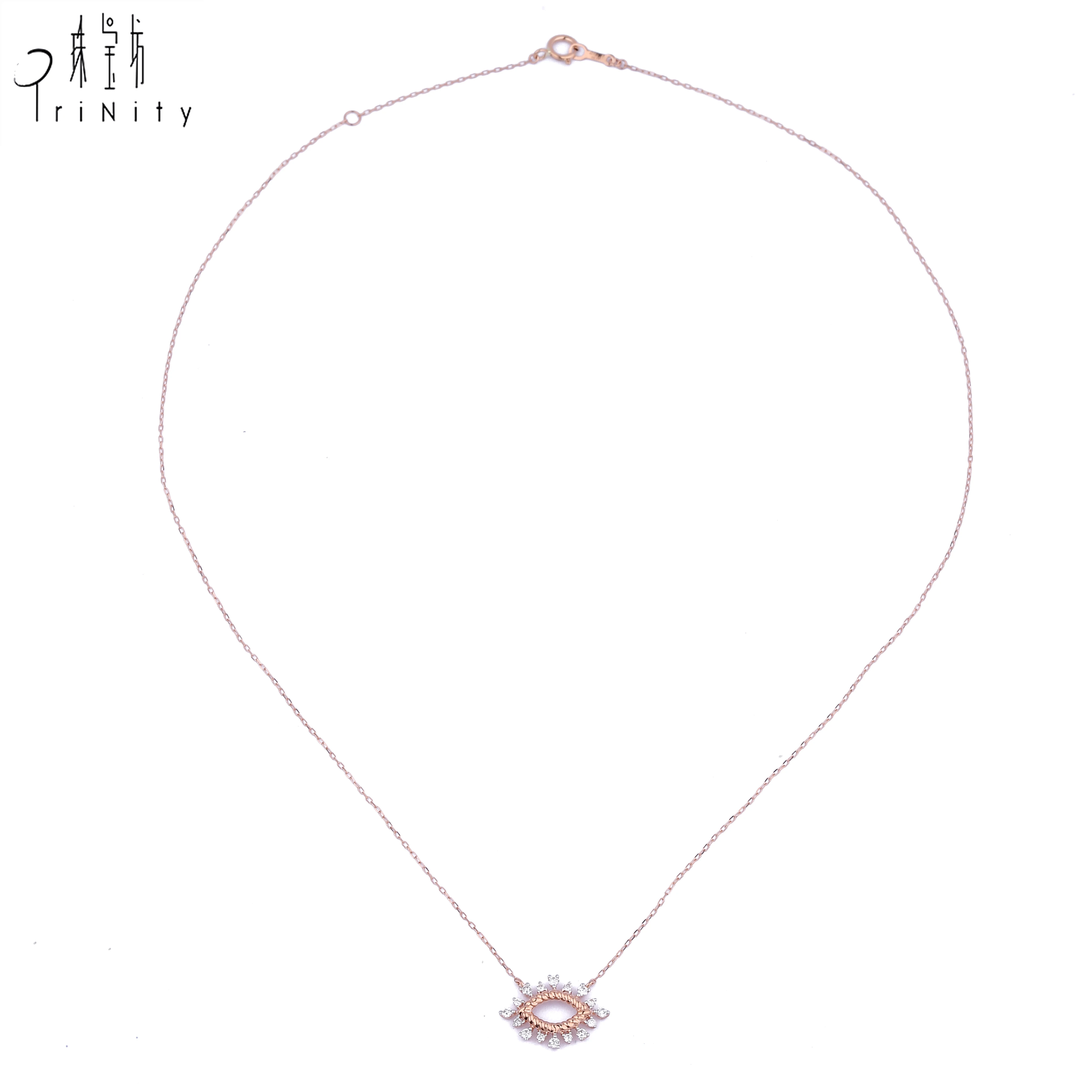 Latest Jewellery Design Natural Diamond Jewelry 18K Rose Gold Necklace Chain For Women