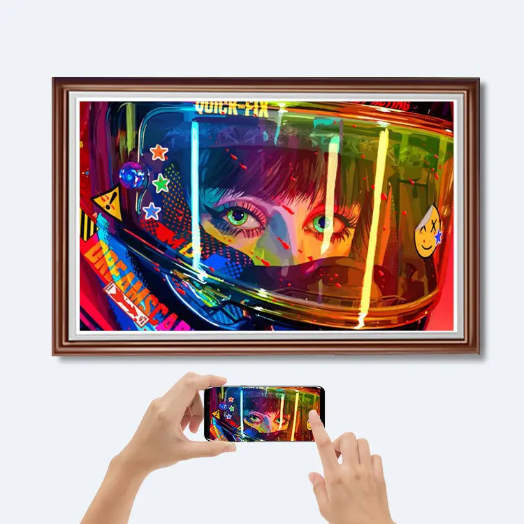 OEM digital picture frame display video playback digital lcd canvas frame wood wifi frame photo digital nft