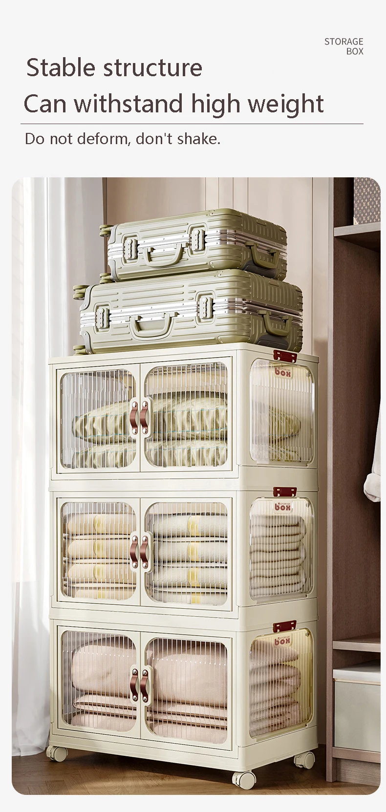 Wholesale price 56cm width plastic container storage box collapsible plastic storage box foldable stackable storage box