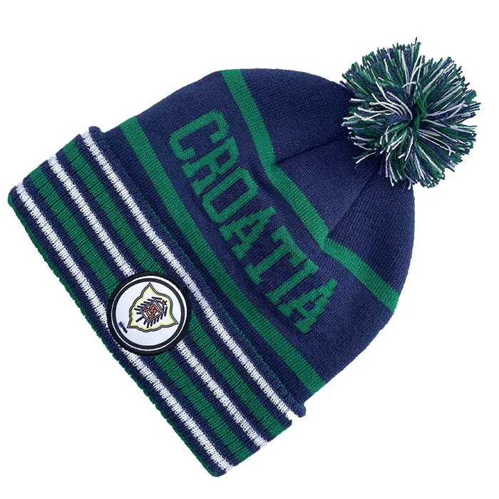 Fashion cheap sport custom knitted toque cuff bobble beanie hat designer top ball embroidered knitted beanies hats with pom pom