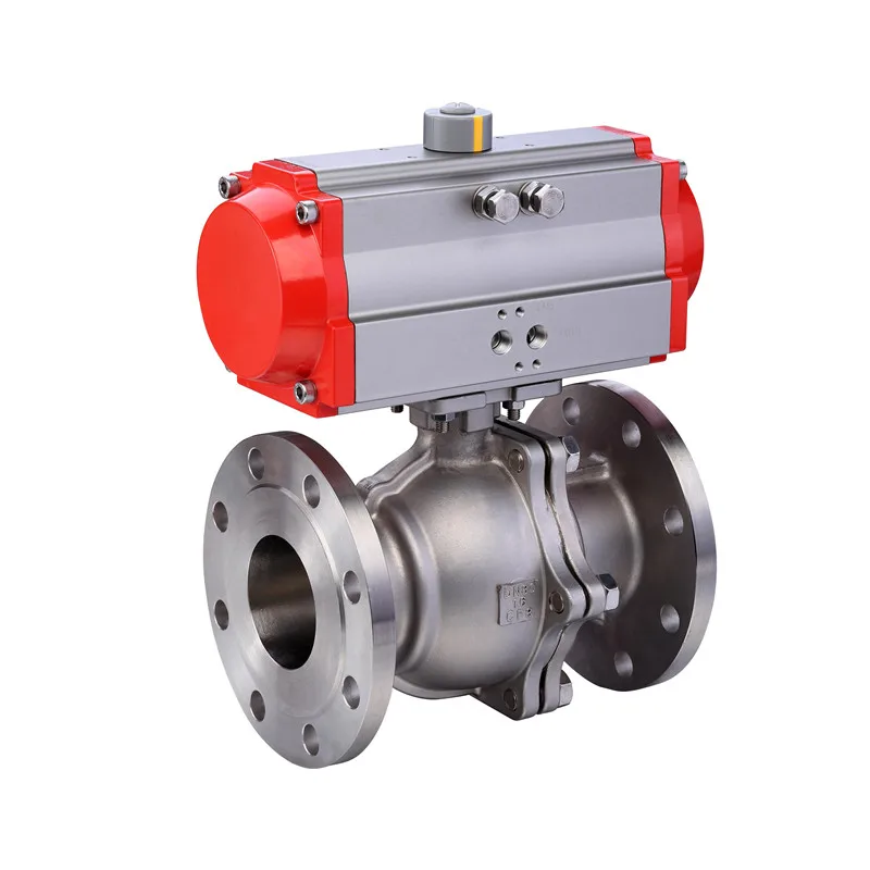 High Temperature Pneumatic Actuated Stainless Steel Pneumatic ANSI Flange Ball Valve 3 Pieces Stainless Steel Pneumatic Actuator
