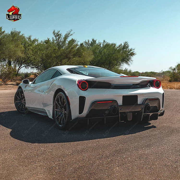 For Ferrari 488 GTB upgrade P style front rear bumper hood side skirts Body kits