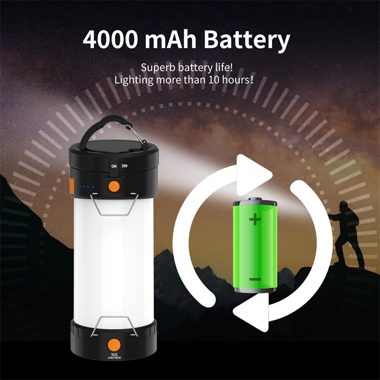 LED Camping Lantern Flashlight Spotlight Rechargeable Portable Outdoor Emergency Multifunctional Waterproof Searchlight