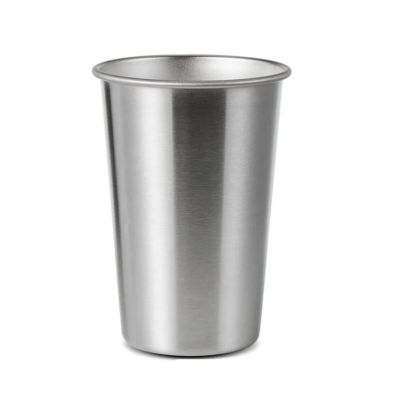 reusable cup Single Wall Stainless Steel Pint Cups 12OZ tumbler  16oz beer tumbler for Kids Cups With Silicone Lids & Sleeves