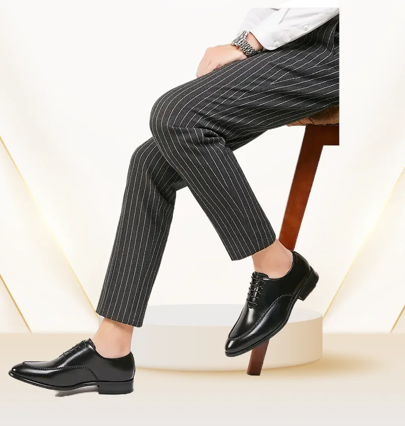 Men Formal Business Shoes Soft Leisure Pointed Office Oxford Casual Flat Loafers Lace-up Moccasins Work Dress Male