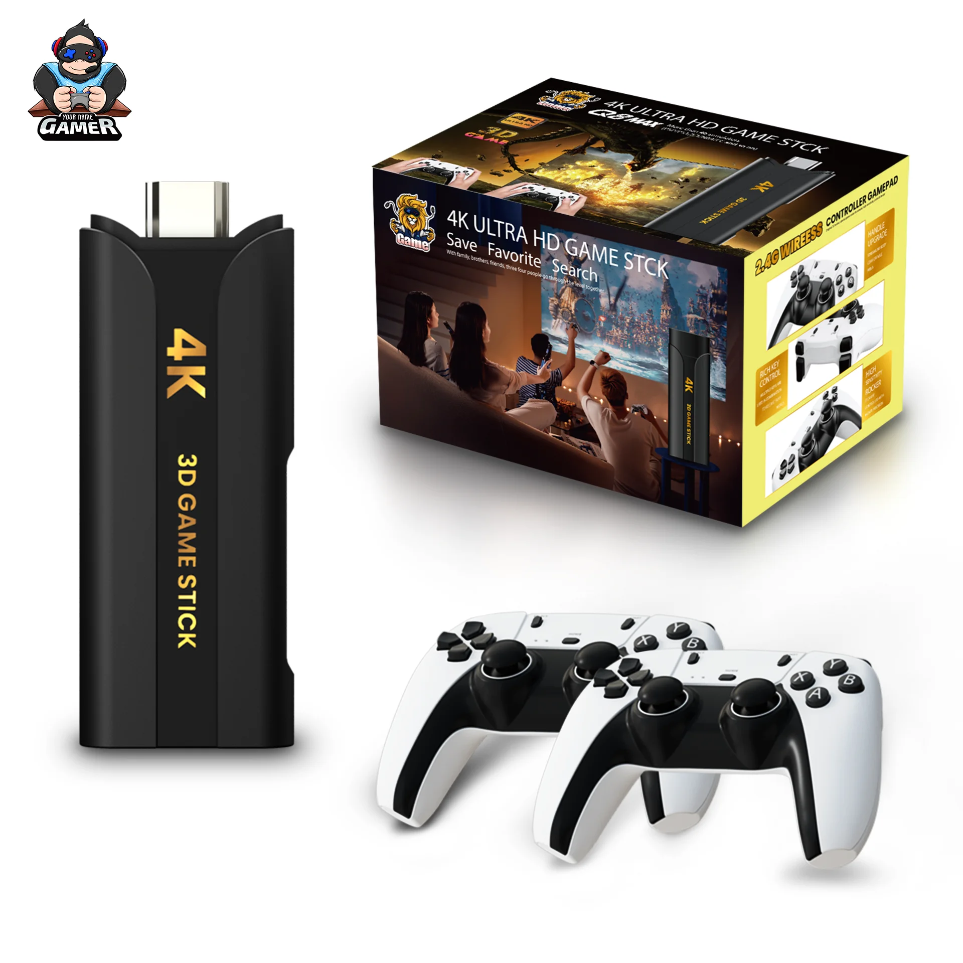 zoku Q8max  Game Stick 64G ROM Simulators Dual Wireless Controller Video Game Stick  HD 40000 Retro games