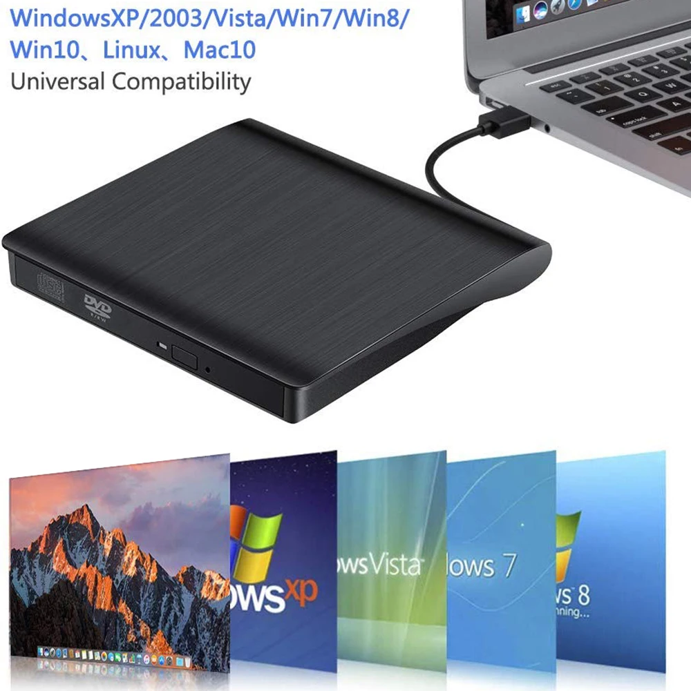 
Raycue USB 3.0 Portable Drive Rewriter Slim External CD DVD Player 