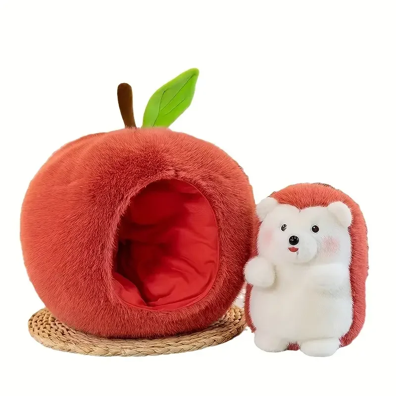 Custom Hot style 30cm Hot sale kawaii Soft Stuffed Animal removable apple hedgehog plush toy bed sofa pet pillow for kids