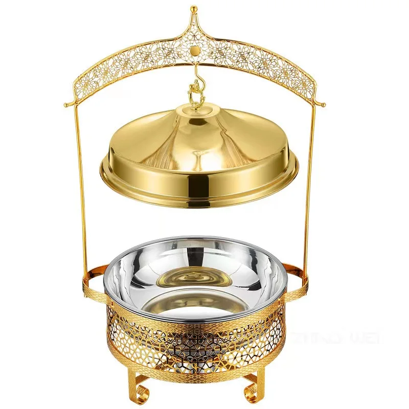 Stainless steel golden alcohol stove hot pot hanging cover hotel restaurant buffet stove insulation heating container