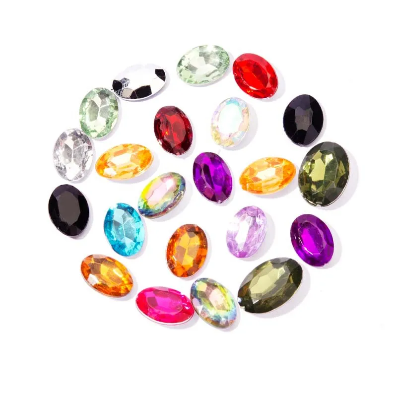 Sharp bottomed oval acrylic egg shaped diamond jewelry, adhesive crystal stone hair accessory patch