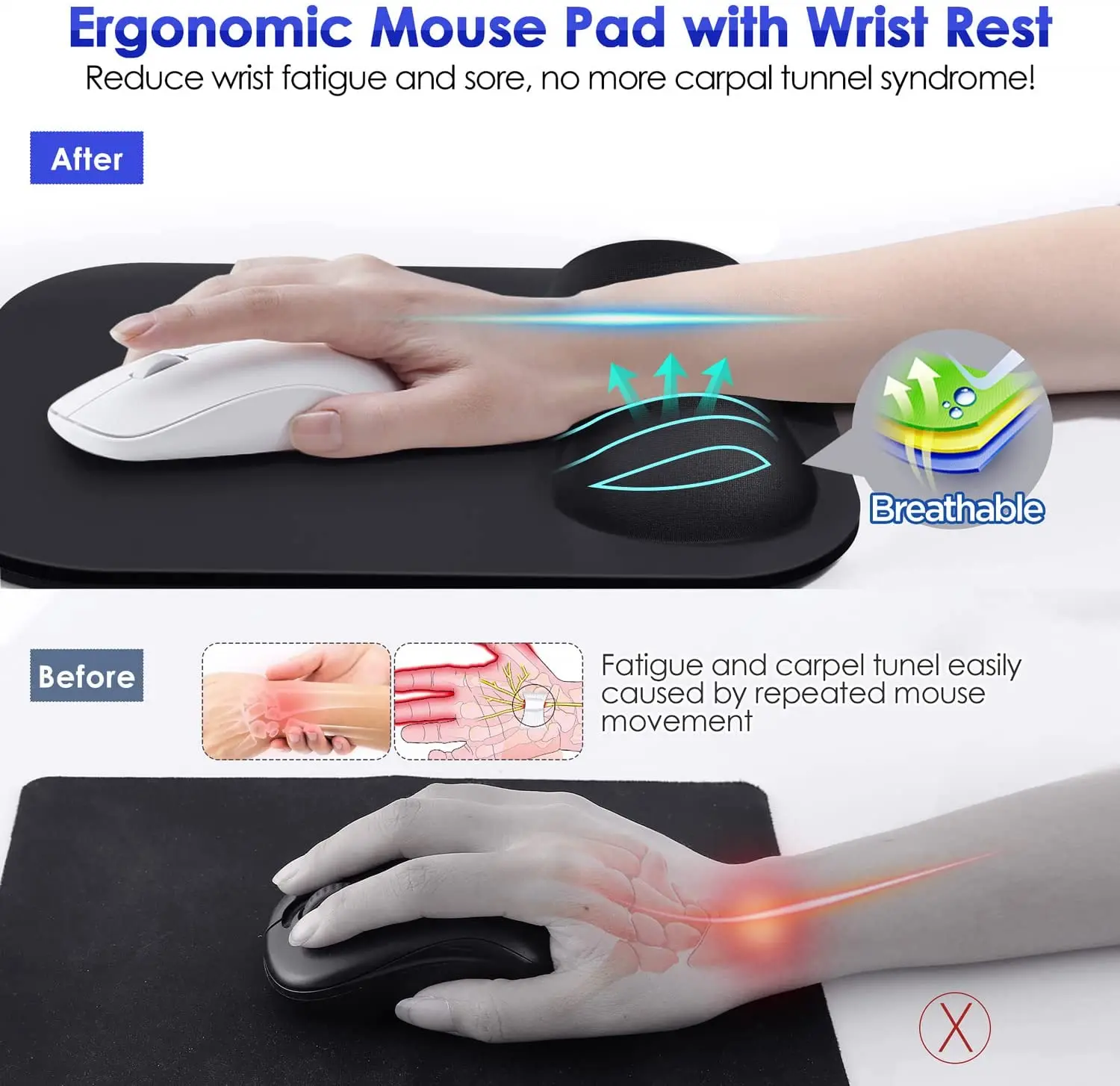 High Quality Gel Mouse Pad Custom Logo Printing Mouse Pad Gel with Wrist Rest