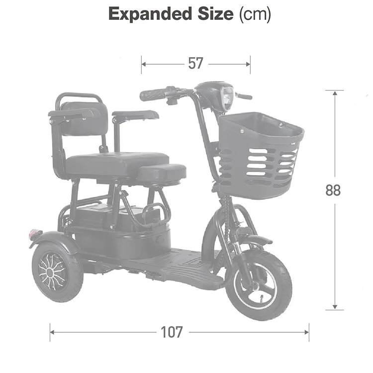 Convenient Handicapped Battery Battery New Brushless 48 V Three Tricycle Foldable Scooters 800 W Mobility Adult electric Scooter