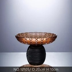 Home decor desktop luxury nordic crystal glass dry fruit plate serving fruit bowl decoration