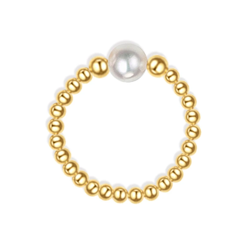 
925 Silver Ring Net Red Fashion Korean Pearl Creative Handmade Jewelry Index Finger Rings Tail Ring Elastic Bead Handpiece 