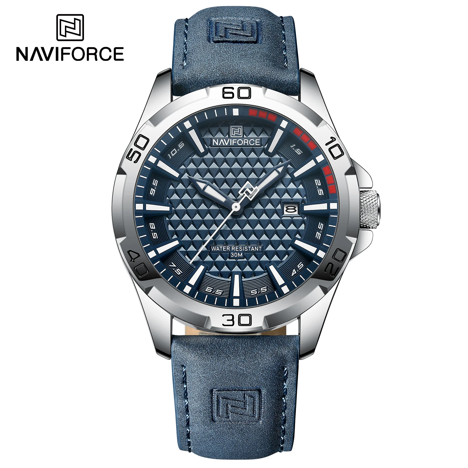 NAVIFORCE Original Fashion Wild Watches for Men Waterproof Leather Man Wristwatch Quartz Calendar Clock Relogois Masculino 8023