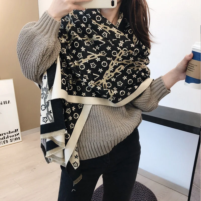 All-Match Hot-Selling Winter Long Multi-Function Shawl Cashmere Thickened Warm Scarf Women