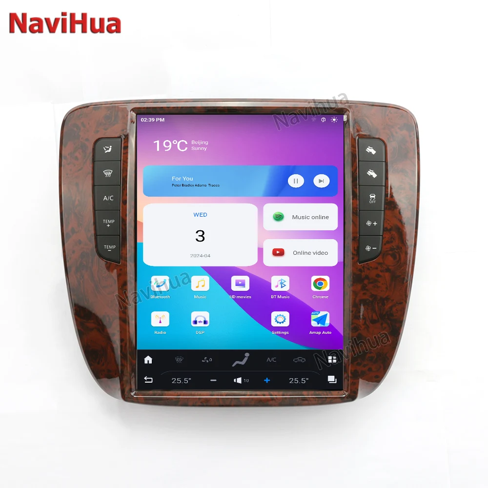 Navihua 12.1inch Touch Screen Android 13 Car Radio GPS Navigation Multimedia For Chevrolet Suburban Tahoe GMC Yukon 2007-2013