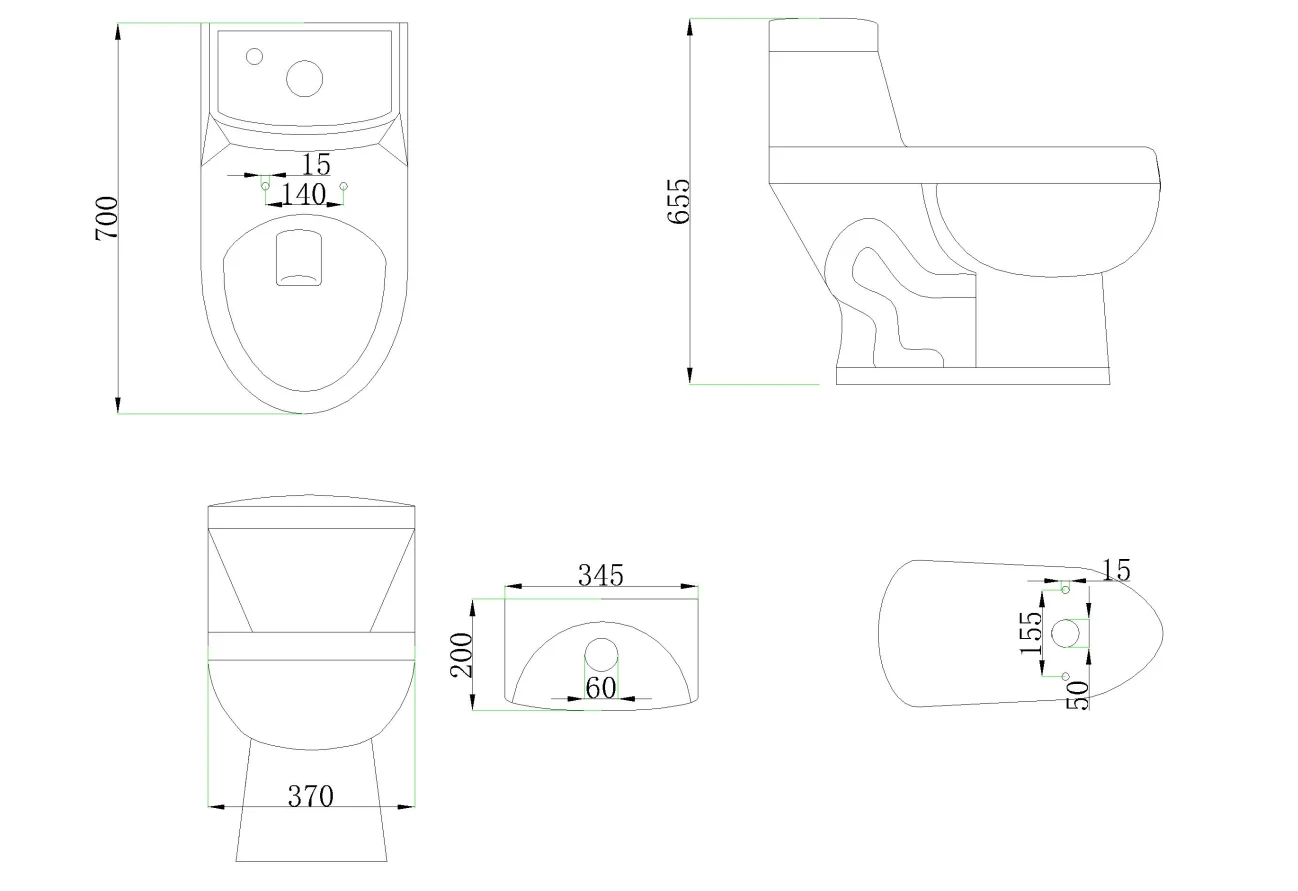 South American Popular Bathroom Inodoro Siphonic 4.8L Single Download Water Saving Toilet