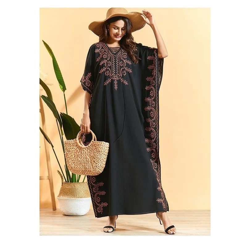 DR321 women batwing sleeve embroidery best selling monsoon kaftan caftan long dubai jalabiya abaya muslim dresses