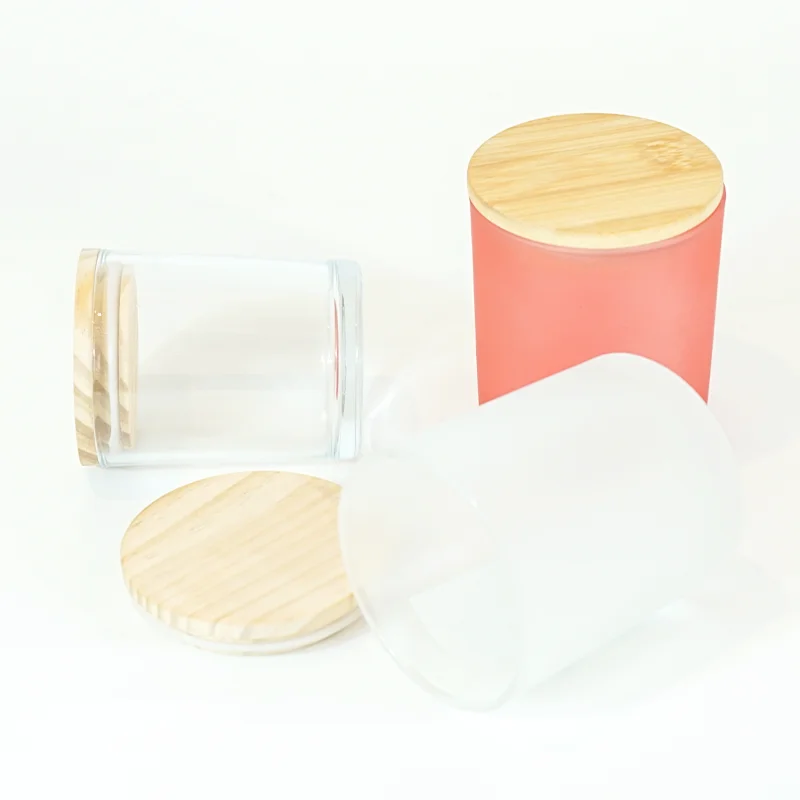 Frosted Clear Textured Crystal Candle Jar Soy Wax Scented Thick Glass Candle Jar With Bamboo Lids