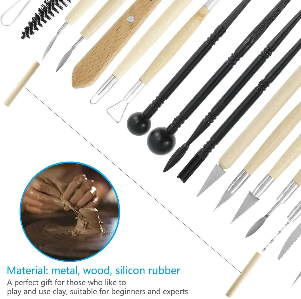 Clay pottery stainless steel pill stick portable tool cloth bag beginner professional mold 52 piece clay set