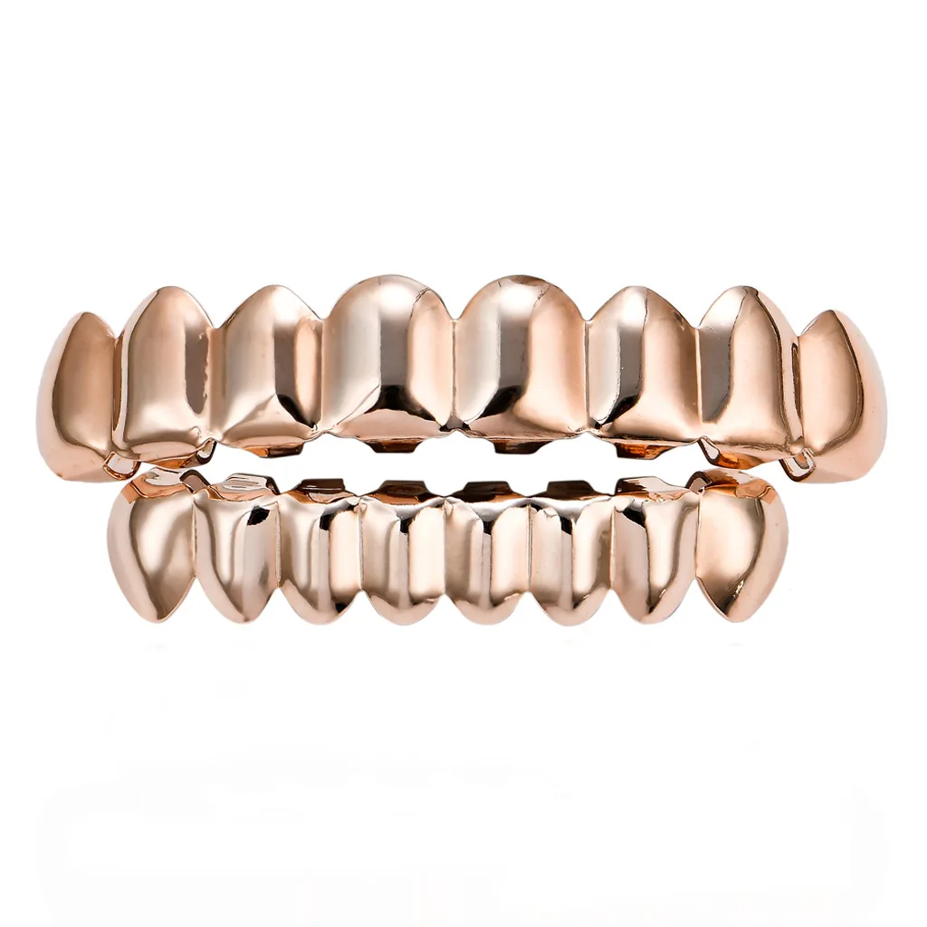 Hiphop 18K Gold Dental Grillz Fashion Light-Up Body Jewelry with Punk Trendy smooth surface Gold&Silver brass Copper Wholesale
