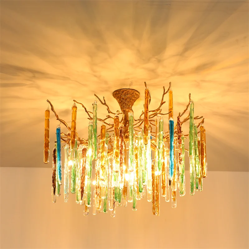 Luxury Colorful Crystals Glassdrop Pendant Lamp Riserva Crystal Brass Chandeliers Lights for Living Loom bedroom restaurant