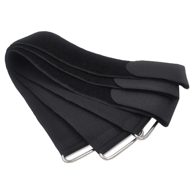 Custom Printed Logo Reusable Adjustable Releasable Nylon Hook And Loop Strap Cable Ties With Plastic Buckle