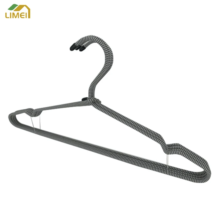Manufacturer High Quality Sample  Fastener Wrapped  Cord Wire Hangers Metal Hanger With Fabric