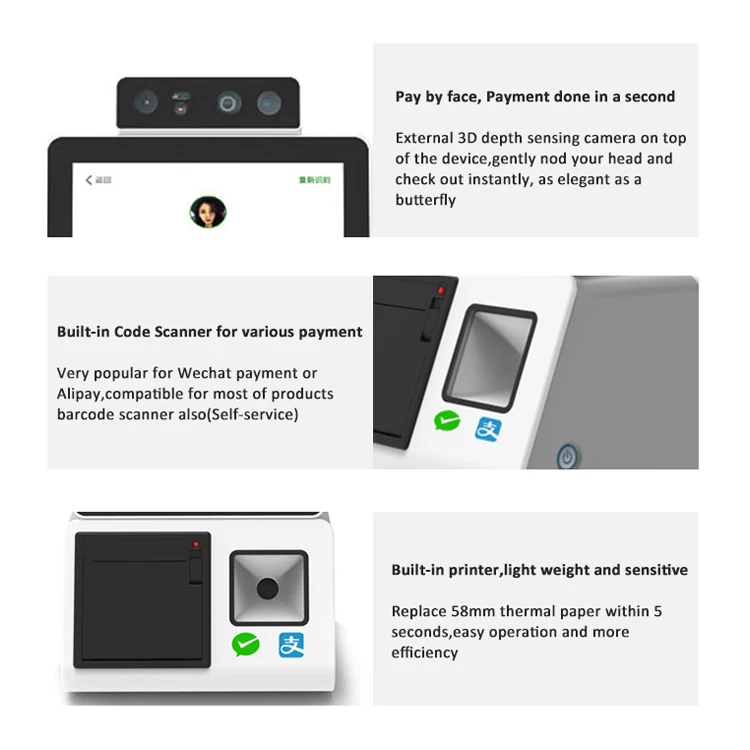 Factory Direct Sale 10.1 Inch Touch Screen China Pos Electronic Terminal Cash Register Machine kiosk For Supermarket