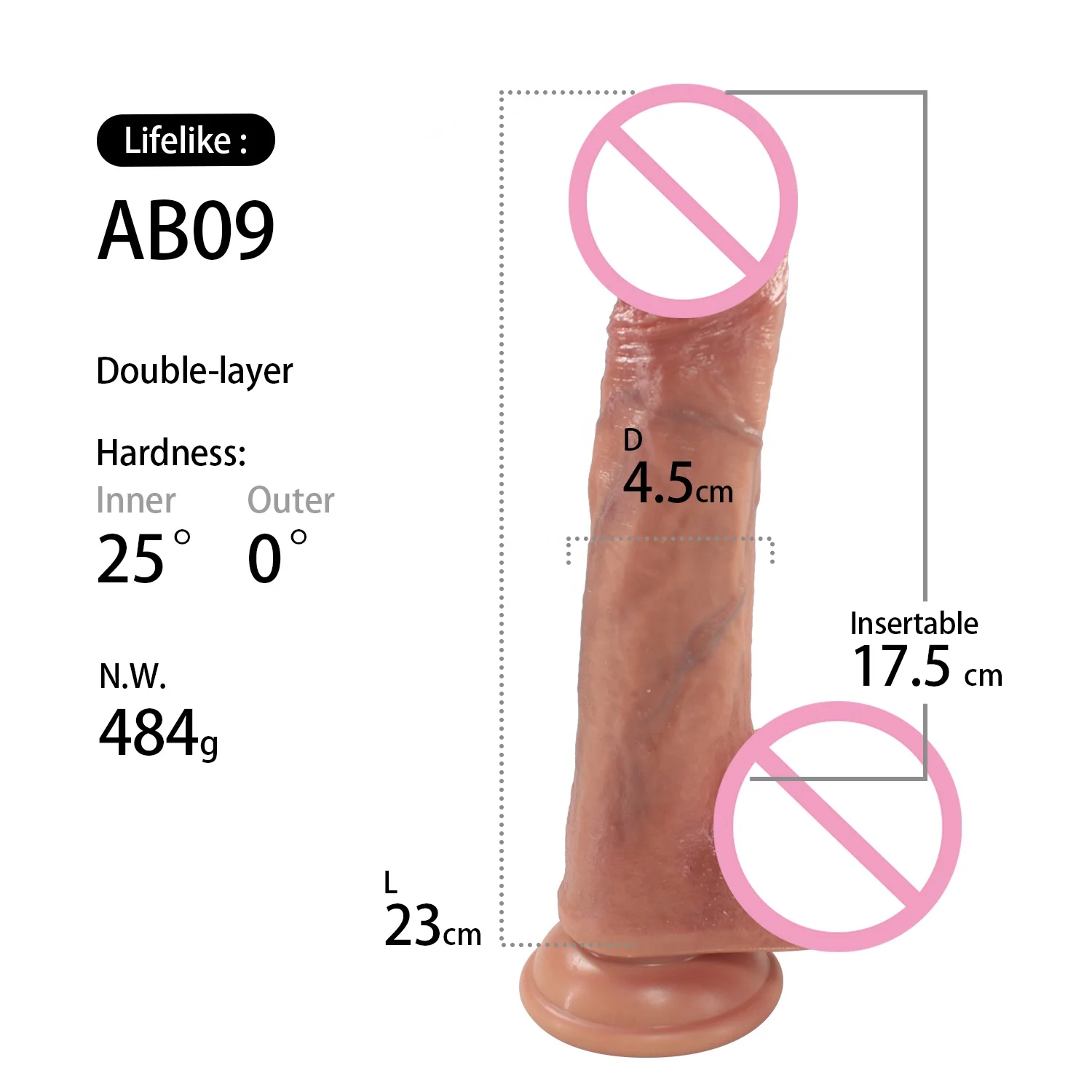 7 inch soft double layered medical silicone super realistic dildo for women small artificial penis