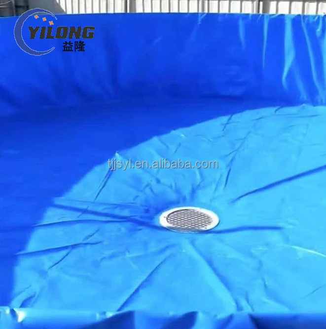 Galvanized sheet blue pvc tarpaulin fish farming tank, biofloc pvc water foldable fish pond tarpaulin tank