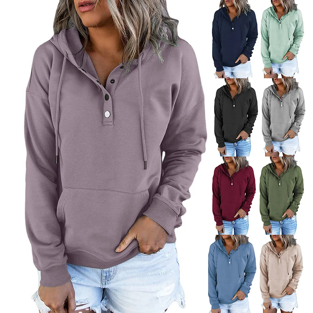 Women 2022 long sleeves Comfort Casual Hooded String w/ Pocket Hoodie